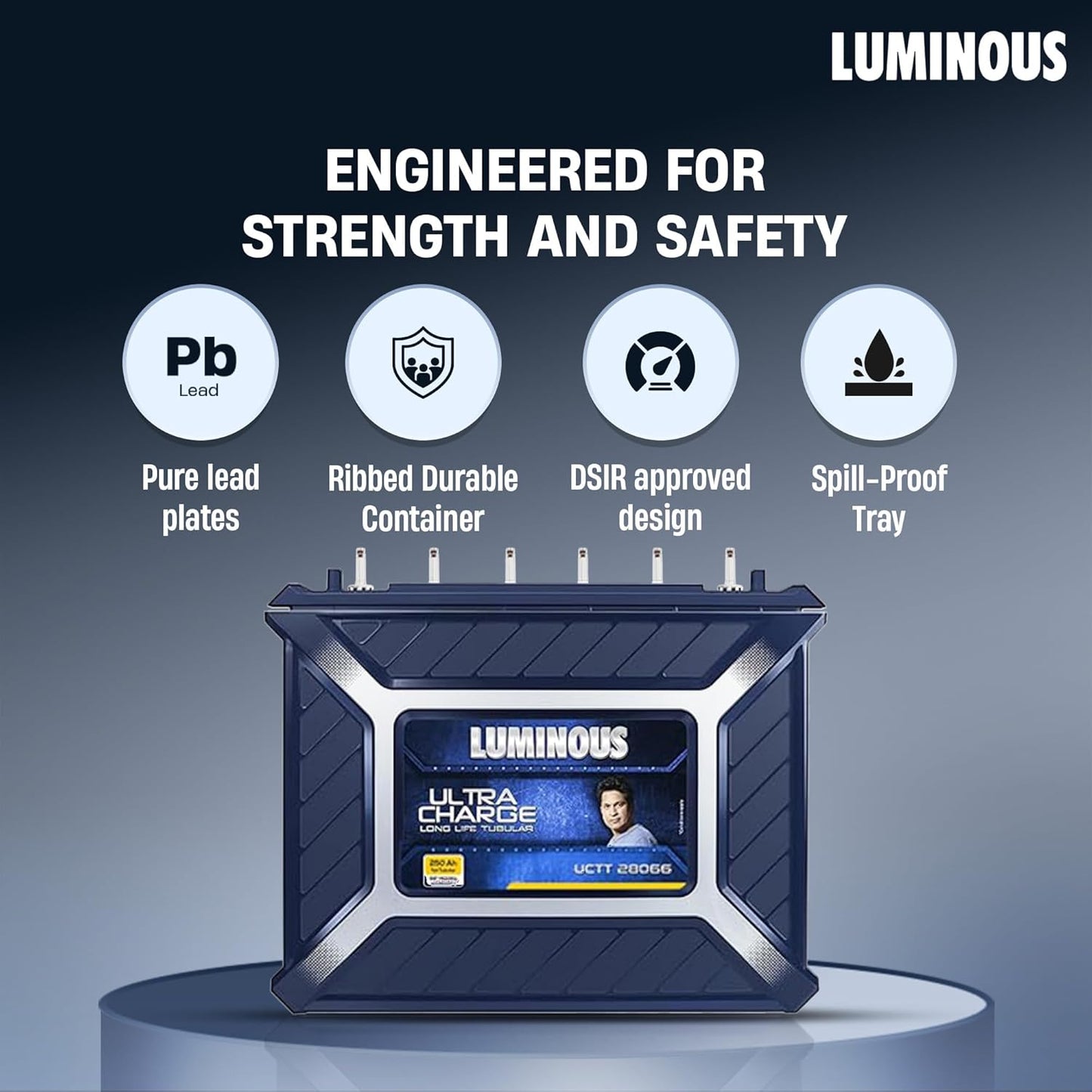 Luminous Ultra Charge UCTT-28066 Tall Tubular Inverter Battery for Home, Office & Shops | 250Ah High-Performance, Durable & Low Maintenance Battery | Easy Installation | 66 Months Warranty