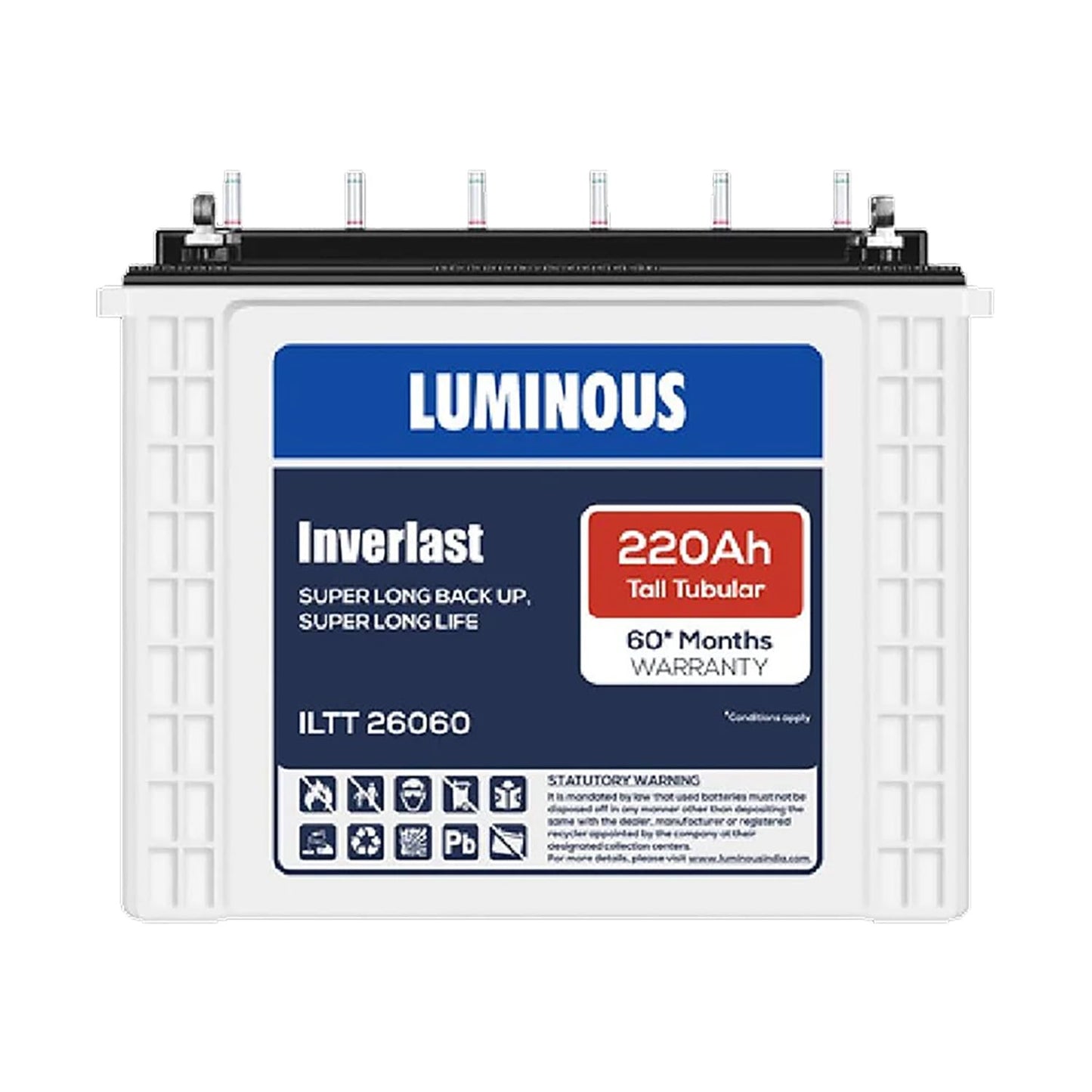 Luminous Inverlast ILTT26060 Tall Tubular Inverter Battery for Home, Office & Shops | 220Ah High-Performance, Durable & Low Maintenance Battery | Easy Installation | 60 Months Warranty