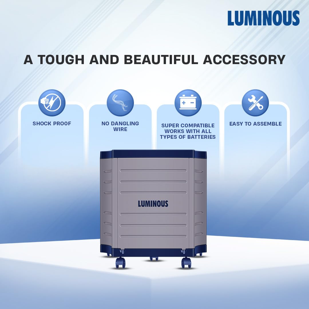 Luminous Inverter & Battery Combo with Trolley for Home, Shop & Office – Hercules 1500 (1400VA/12V) Square Wave Inverter + RC25000 200Ah Tall Tubular Battery | 36M Warranty on Inverter & Battery