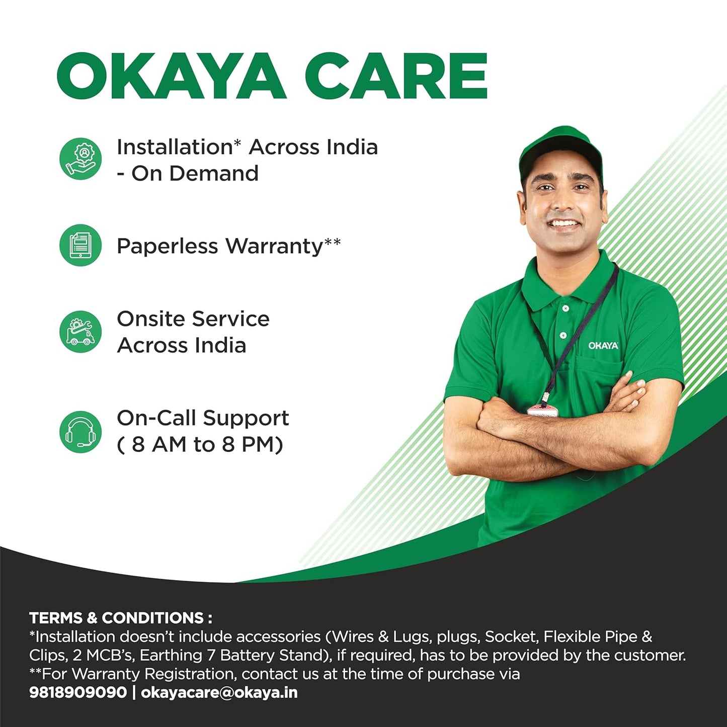 Okaya Inverter with Two Battery Combo for Home,Office & Shops|ATSW 1900 24V Pure Sine Wave Inverter 1650VA with OPTT24060 210Ah Inverter Battery |Warranty: 36 Months(Inverter) & 60 Month(Battery)