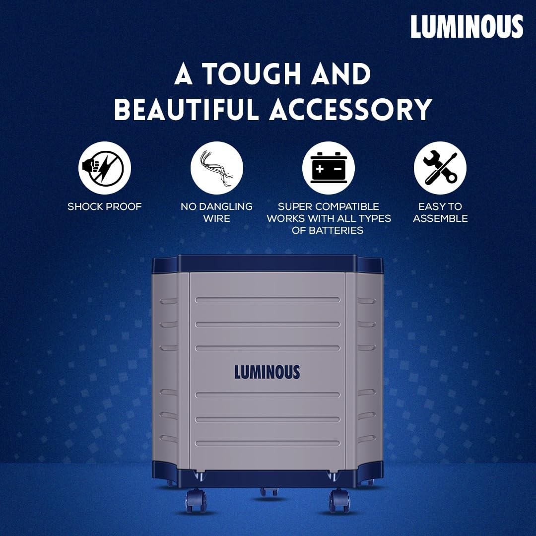 Luminous Inverter & Battery Combo with Trolley (Zolt 1100 Pure Sine Wave 900VA/12V Inverter, Red Charge RC 15000ST PRO Short Tubular 120 Ah Battery with Trolley) for Home, Office & Shops