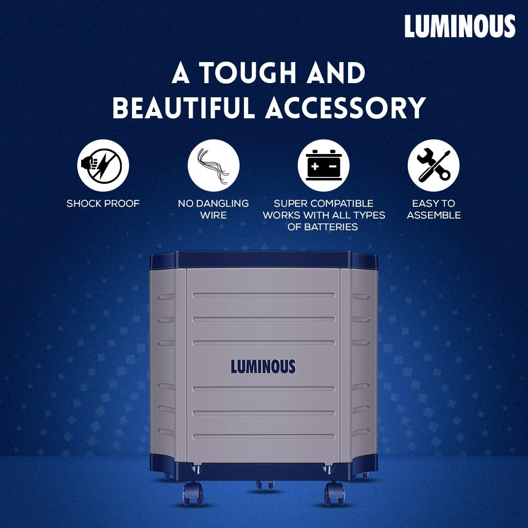 Luminous Inverter & Battery Combo with Trolley for Home, Shop & Office – Zelio+ 1100 (900VA/12V) Pure Sine Wave Inverter + RC18000ST 150Ah Short Tubular Battery | 36M Warranty on Inverter & Battery