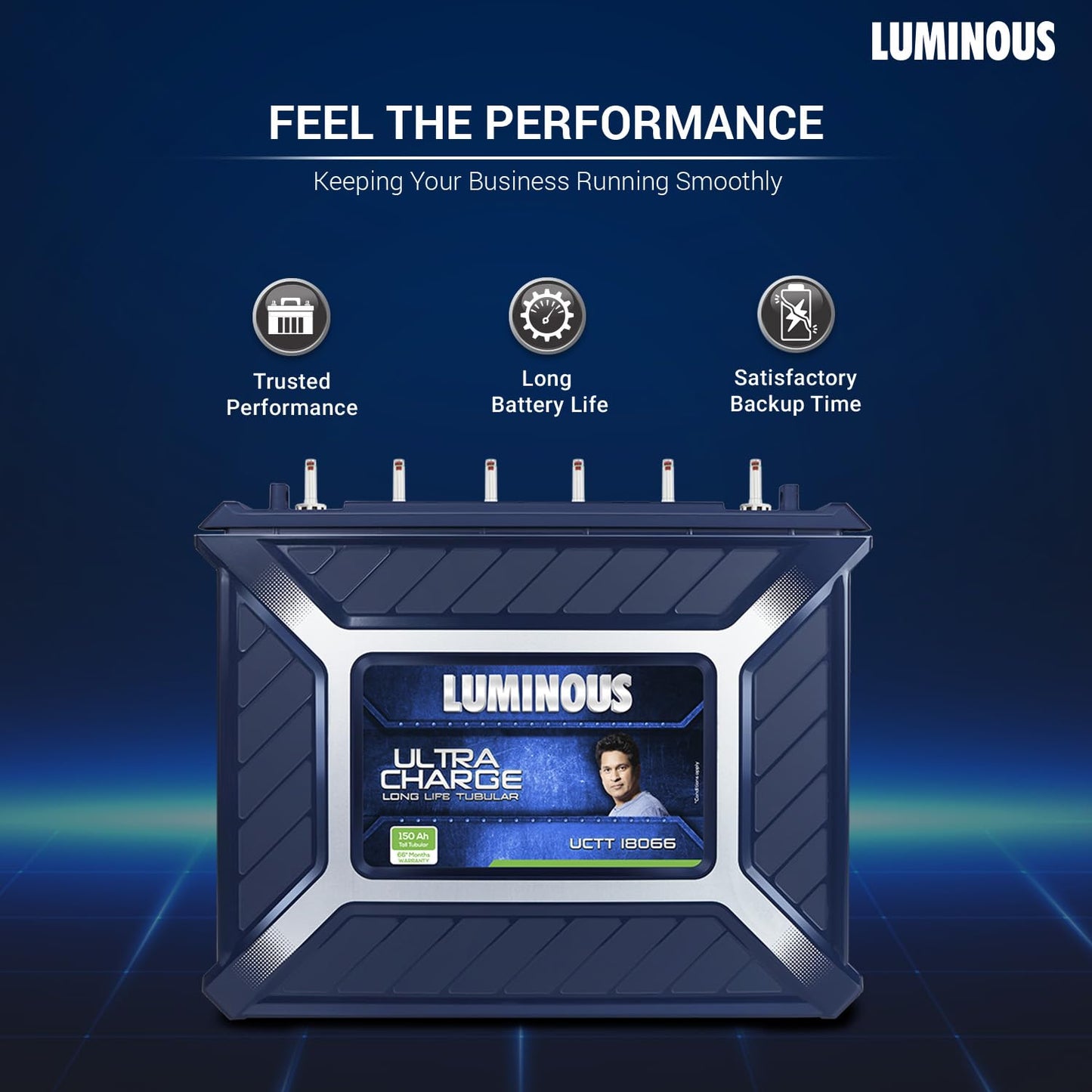 Luminous Inverter & Battery Combo (Zolt 1100 Pure Sine Wave 900VA/12V Inverter with UCTT 18066 Tall Tubular 150Ah Battery) for Home, Office & Shops