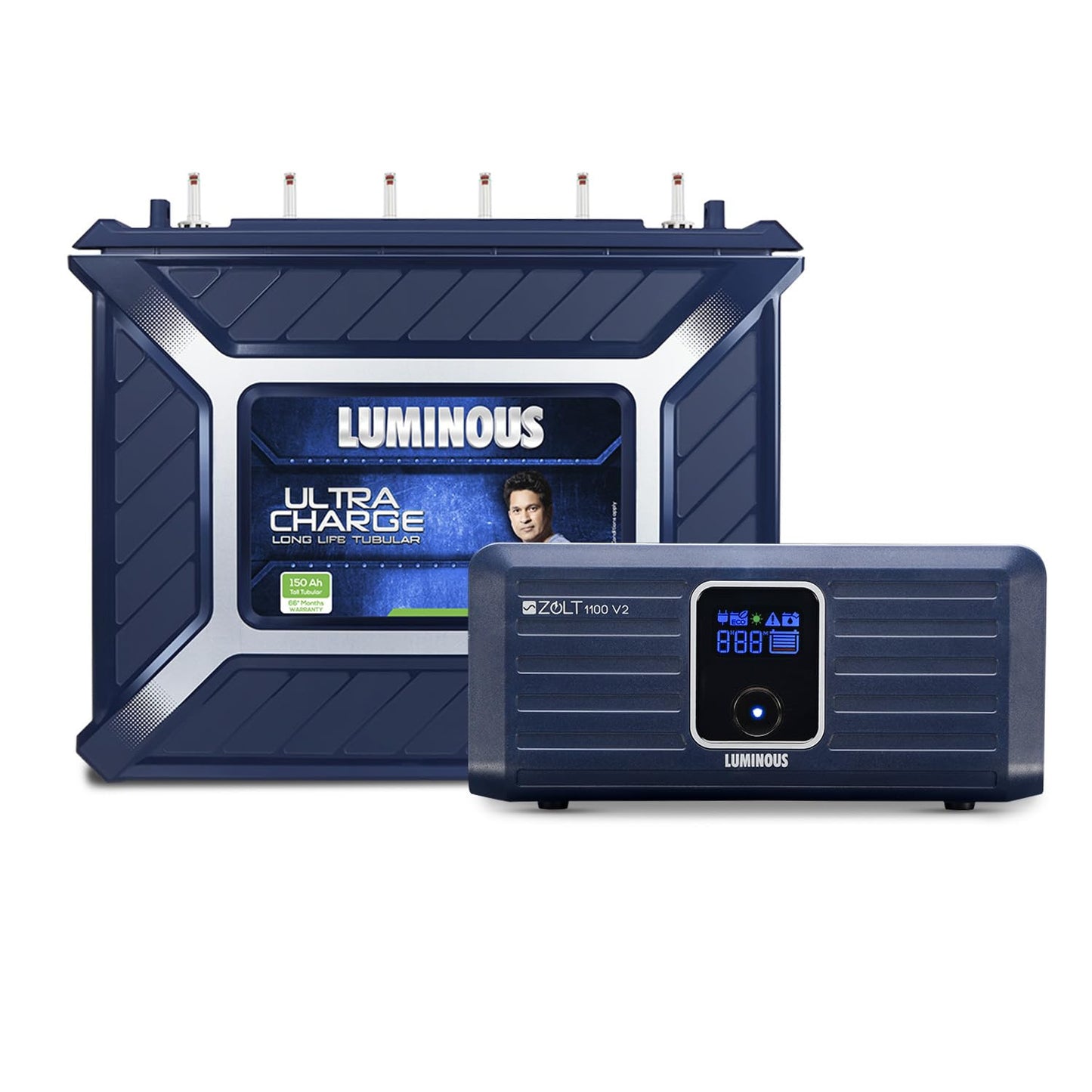 Luminous Inverter & Battery Combo (Zolt 1100 Pure Sine Wave 900VA/12V Inverter with UCTT 18066 Tall Tubular 150Ah Battery) for Home, Office & Shops