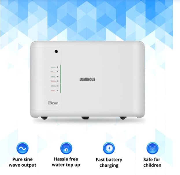 Luminous Inverter & Battery Combo (Icon 1100 Pure Sine Wave 900VA/12V Inverter with RC25000 PRO Tall Tubular 200Ah Battery) for Home, Office & Shops