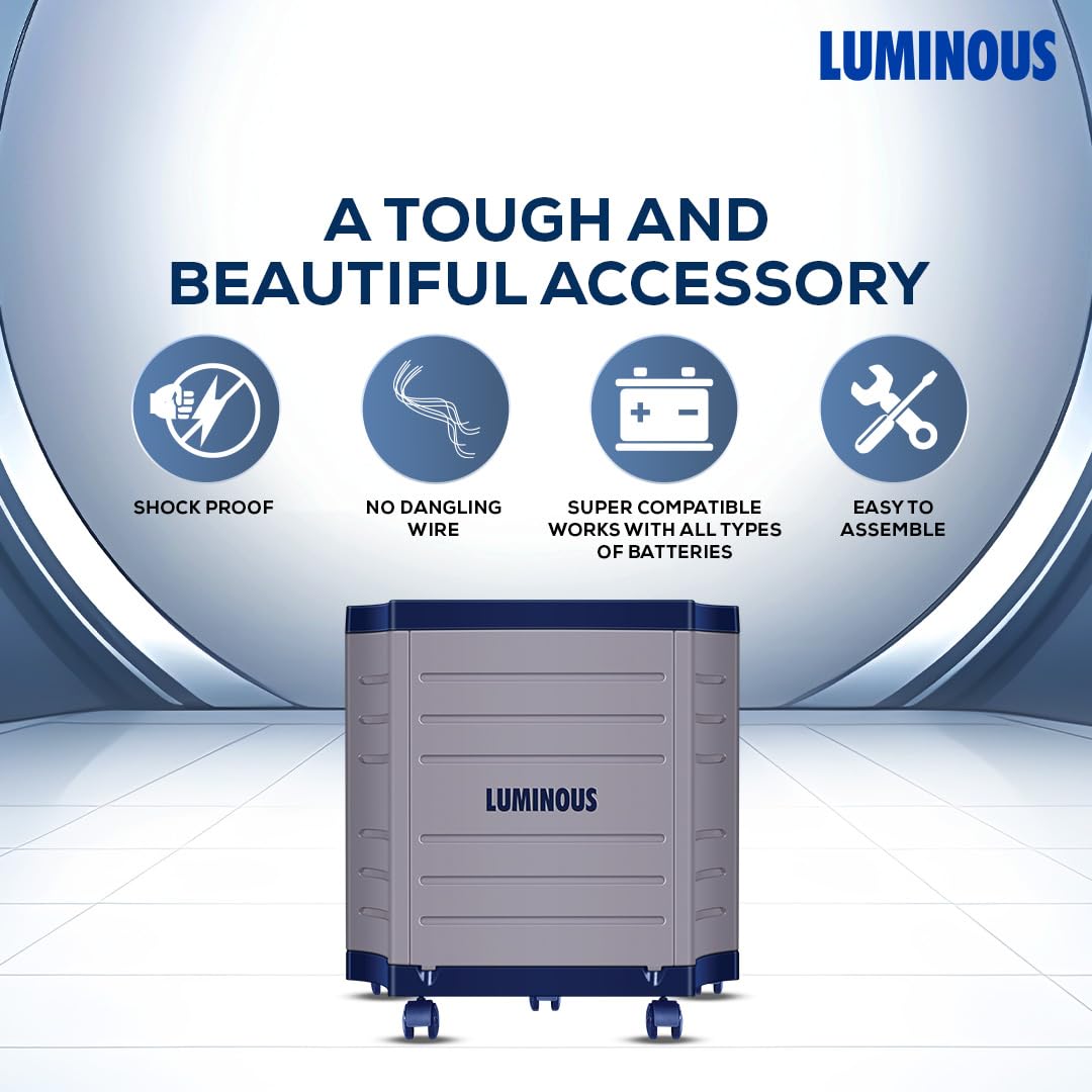 Luminous Inverter & Battery Combo with Trolley for Home, Shop & Office – Zolt 1100 (900VA/12V) Pure Sine Wave Inverter + RC16000 135Ah Short Tubular Battery | 36M Warranty on Inverter & Battery