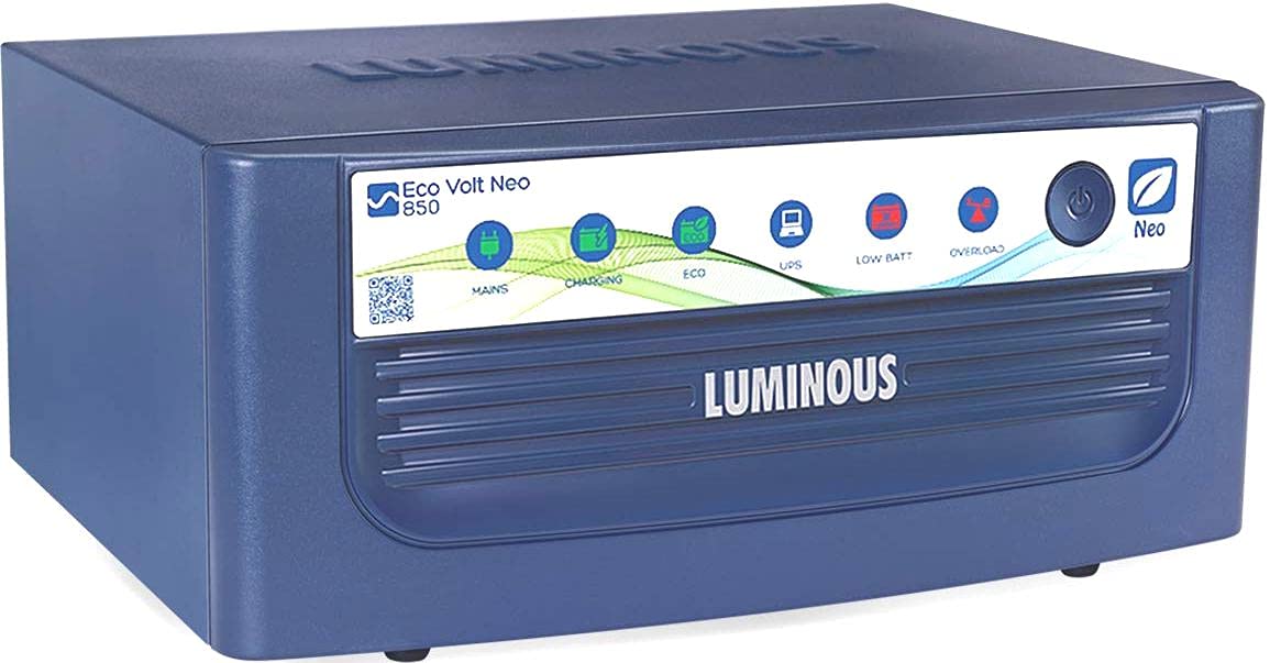Luminous Eco Volt Neo 850 Pure Sine Wave Inverter + Red Charge RC18000 ST 150 Ah Short Tubular Battery Combo with Trolley for Home, Office & Shops (Blue & White)