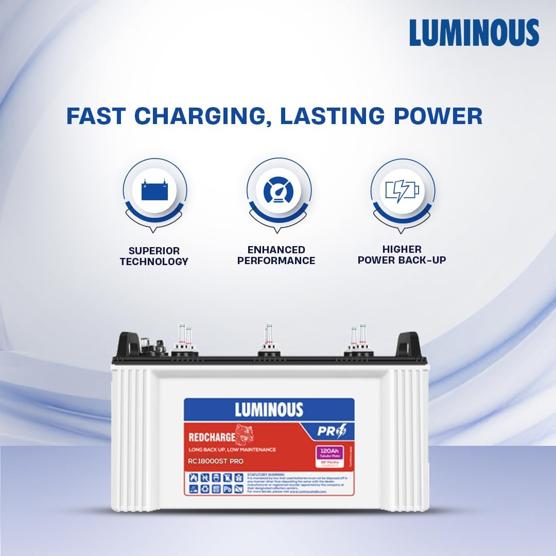 Luminous Inverter & Battery Combo (Power sine 1100 Pure Sine Wave 900VA/12V Inverter with Red Charge RC18000ST PRO 150Ah Battery) for Home, Office & Shops