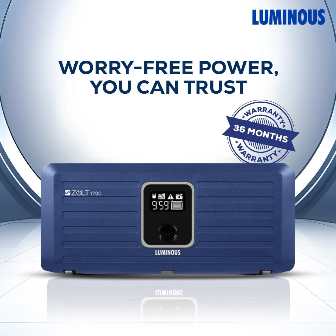 Luminous Inverter & Battery Combo (Zolt 1100 Pure Sine Wave 900VA/12V Inverter with RC18000 PRO Tall Tubular 150Ah Battery) for Home, Office & Shops