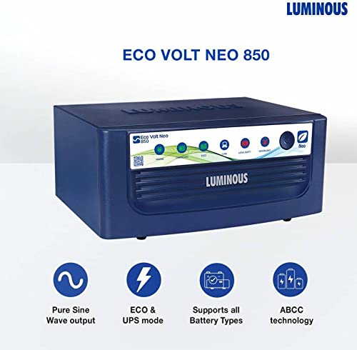 Luminous Eco Volt Neo 850 Pure Sine Wave Inverter with TX100L Trolley with Red Charge RC18000 150Ah Tall Tubular Inverter Battery (150Ah)