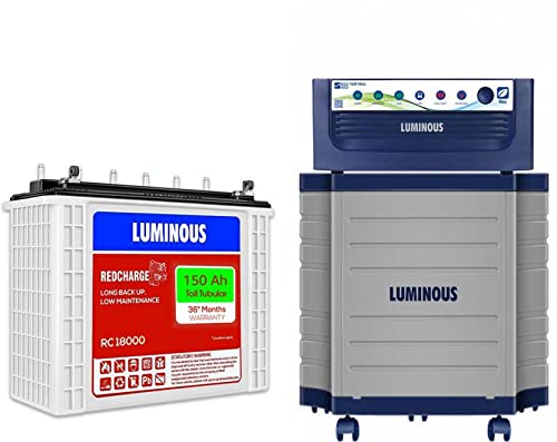 Luminous Eco Volt Neo 850 Pure Sine Wave Inverter with TX100L Trolley with Red Charge RC18000 150Ah Tall Tubular Inverter Battery (150Ah)