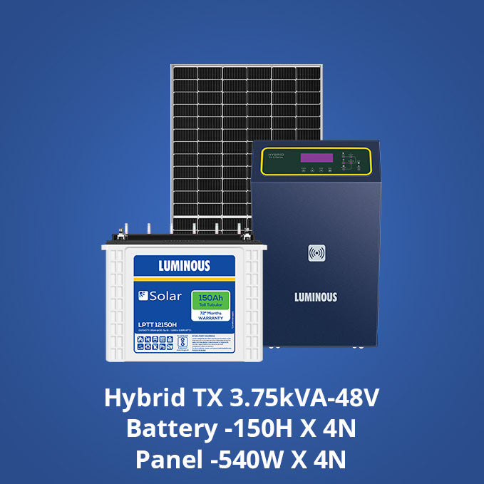 Solar Hybrid Combo | Hybrid Inverter TX 3.75 KVA, Solar Battery 150 Ah (4 Nos.), Solar Panel 550 W (4 Nos.)