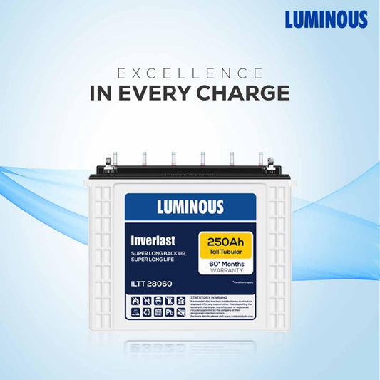 Luminous Inverlast ILTT28060 Tall Tubular Inverter Battery for Home, Office & Shops | 250Ah/12V High-Performance, Durable & Low Maintenance Battery | Easy Installation | 60 Months Warranty
