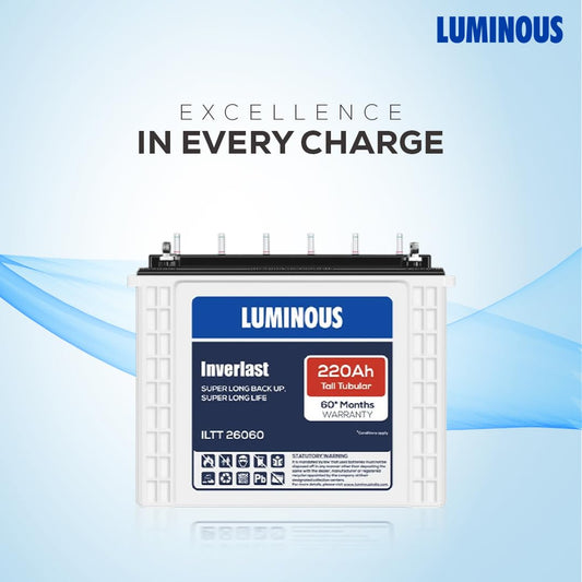 Luminous Inverlast ILTT26060 Tall Tubular Inverter Battery for Home, Office & Shops | 220Ah High-Performance, Durable & Low Maintenance Battery | Easy Installation | 60 Months Warranty