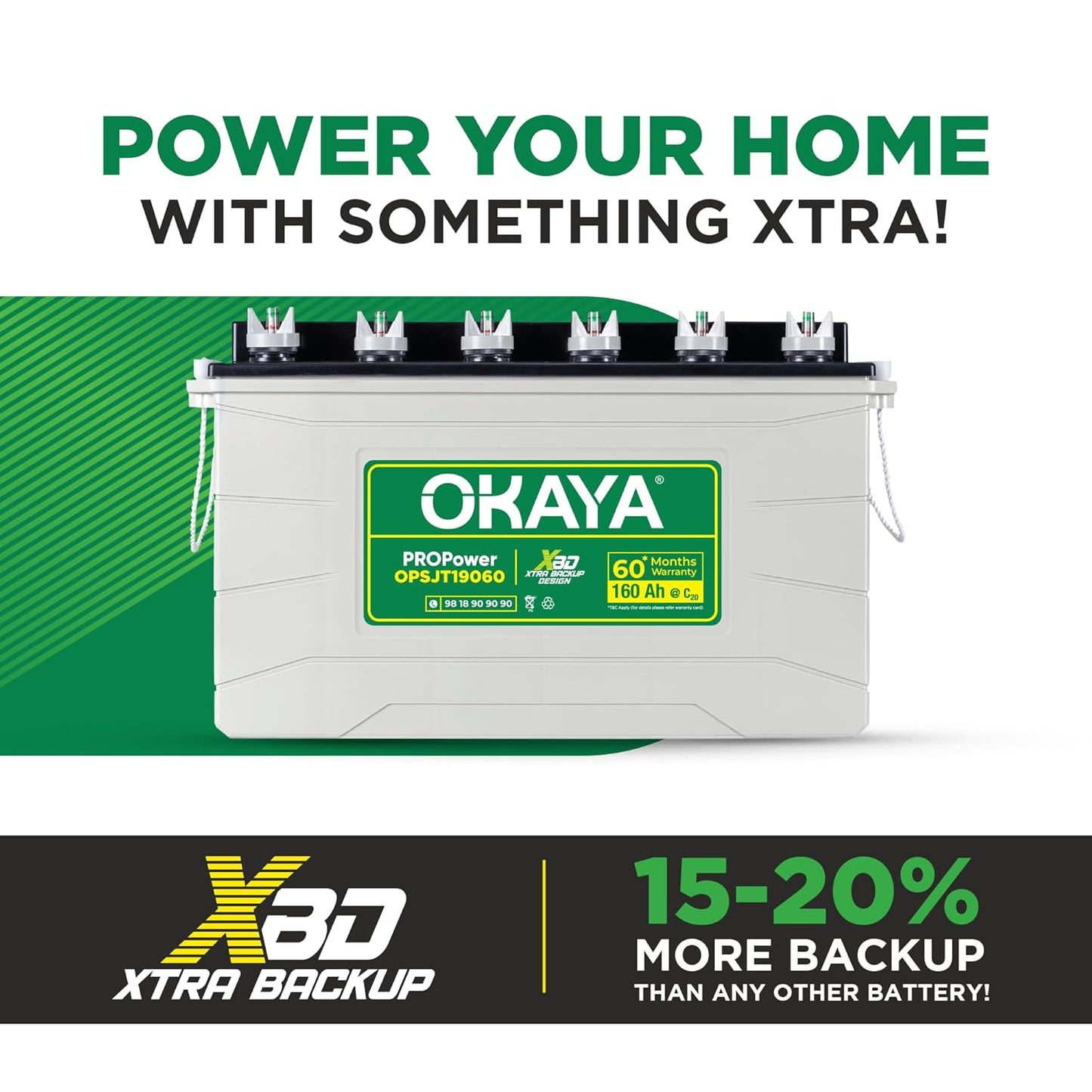 Okaya Inverter with Battery Combo for Home,Office & Shops|ATSW950 12V Pure Sine Wave Inverter 700VA with OPSJT19060 160Ah Inverter Battery |Warranty: 36 Months(Inverter) & 60 Month(Battery)