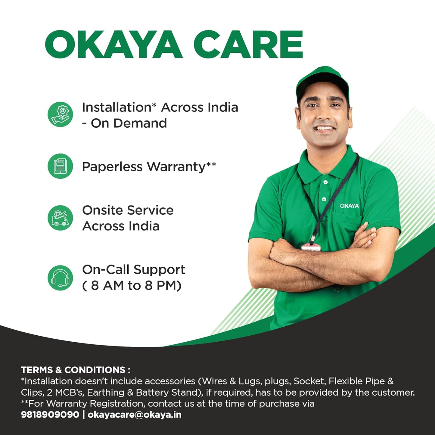 Okaya Inverter with Battery Combo for Home,Office & Shops|ATSW950 12V Pure Sine Wave Inverter 700VA with OPSJT19060 160Ah Inverter Battery |Warranty: 36 Months(Inverter) & 60 Month(Battery)