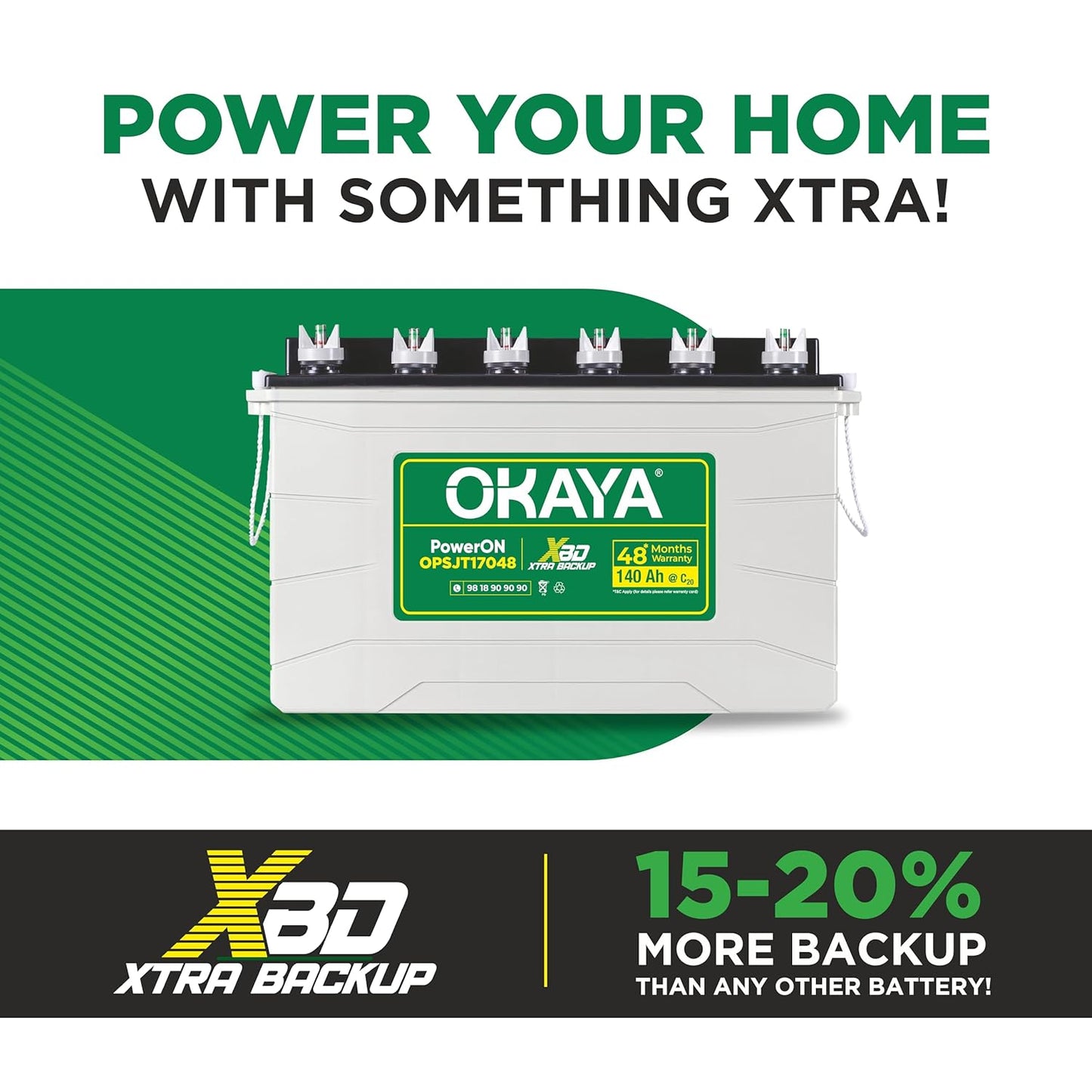 Okaya Inverter with Battery Combo for Home,Office & Shops|ATSW 1175 12V Pure Sine Wave Inverter 925VA with OPSJT17048 140Ah Inverter Battery |Warranty: 36 Months(Inverter) & 48 Month(Battery)