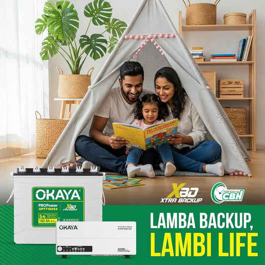 Okaya Inverter with Battery Combo for Home,Office & Shops | ATSW1400 12V True Sine Wave Inverter 1150VA with OPTT19054 160Ah Inverter Battery |Warranty: 36 Months(Inverter) & 54 Month(Battery)