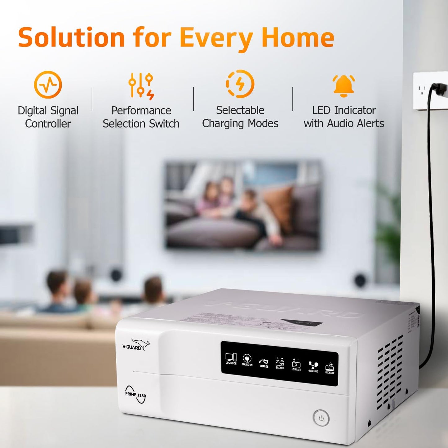 V-Guard Inverter & Battery Combo (1150 Pure Sine Wave 1000VA/12V Inverter, VT 155D 150Ah Tall Tubular Battery) for Home, Office & Shops