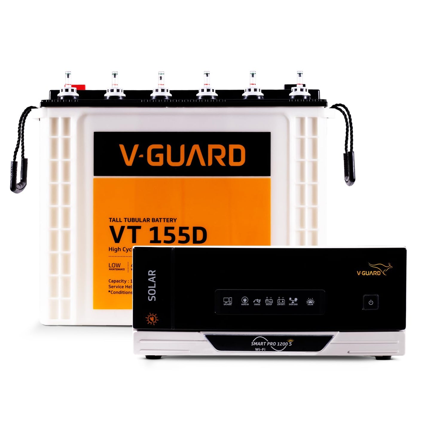V-Guard Solar Inverter & Battery Combo (1200 s IoT Sine Solar Inverter with Tall Tubular 150Ah Battery) for Home, Office & Shops