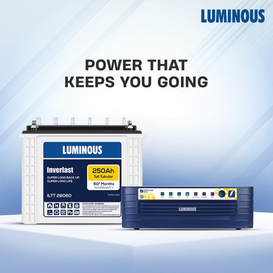 Luminous Inverter & Battery Combo (Hercules 1600 Square Wave 1500VA/12V Inverter with ILTT28060 Tall Tubular 250Ah Battery) for Home, Office & Shops