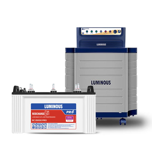 Luminous Inverter & Battery & Trolley Combo (Power sine 1100 Pure Sine Wave 900VA/12V Inverter with RC15000PRO 120Ah Battery with Trolley) for Home, Office & Shops