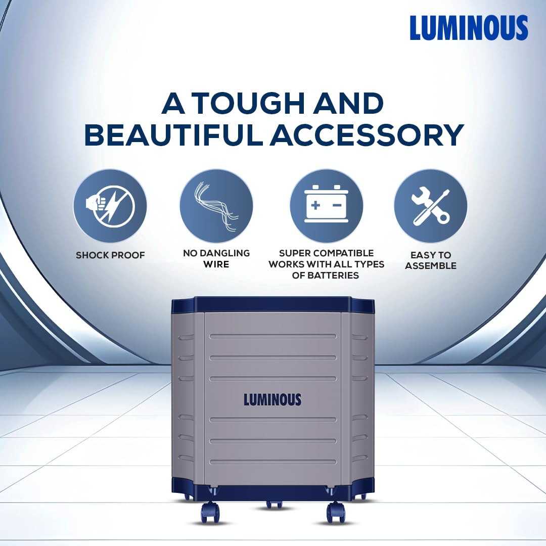 Luminous Inverter & Battery Combo for Home, Office & Shops (Eco Volt Neo 850 Pure Sine Wave Inverter, RC 15000 PRO 120 Ah Short Tubular Inverter Battery, Trolley)