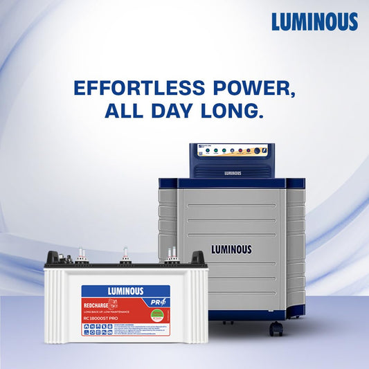 Luminous Inverter & Battery Combo (Power sine 800 Pure Sine Wave 700VA/12V Inverter with RC 18000ST PRO Short Tubular 150Ah Battery + Trolley) for Home, Office & Shops