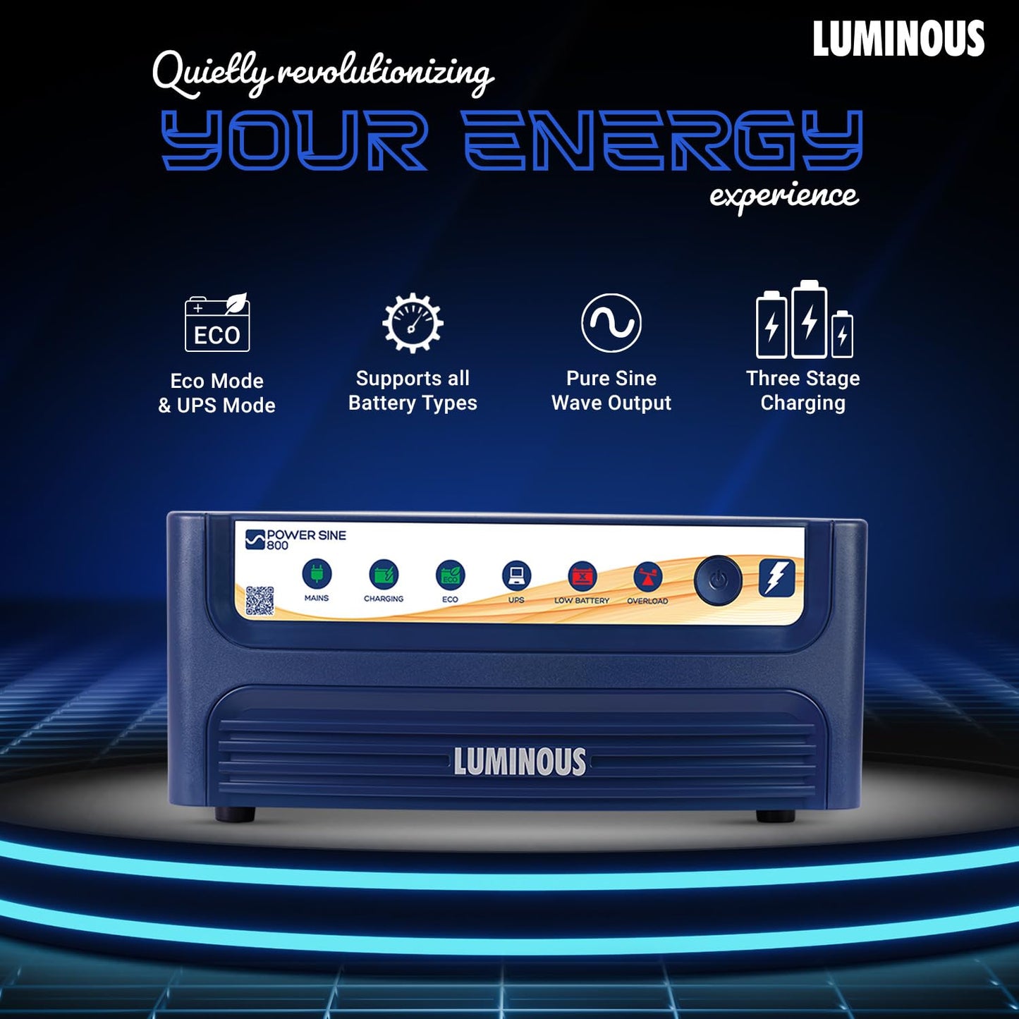 Luminous Inverter & Battery Combo (Power sine 800 Pure Sine Wave 700VA/12V Inverter with ILTT18060PRO Tall Tubular 150Ah Battery) for Home, Office & Shops