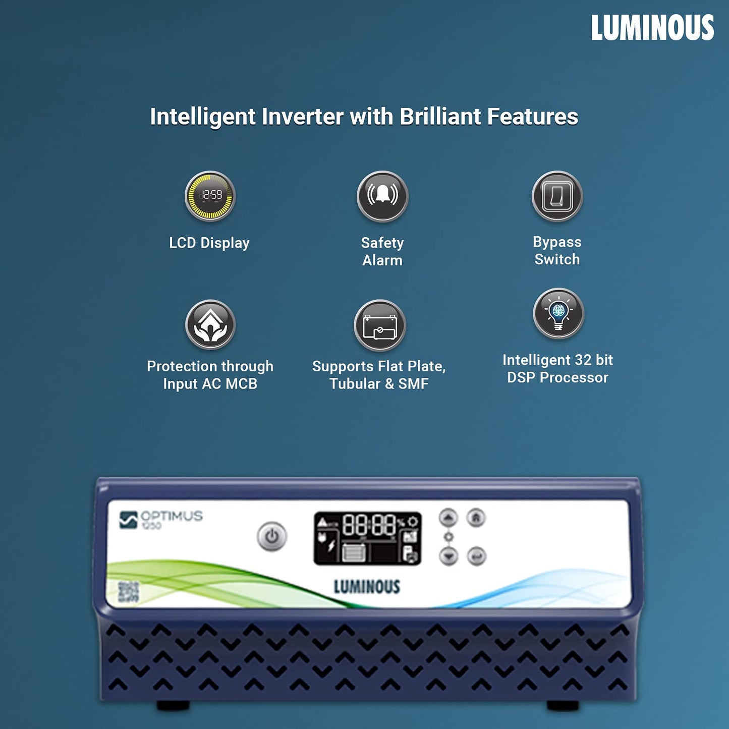 Luminous Inverter & Battery Combo for Home, Office & Shops (Optimus 1250 Sine Wave Inverter, RC 18000 150 Ah Tall Tubular Battery)
