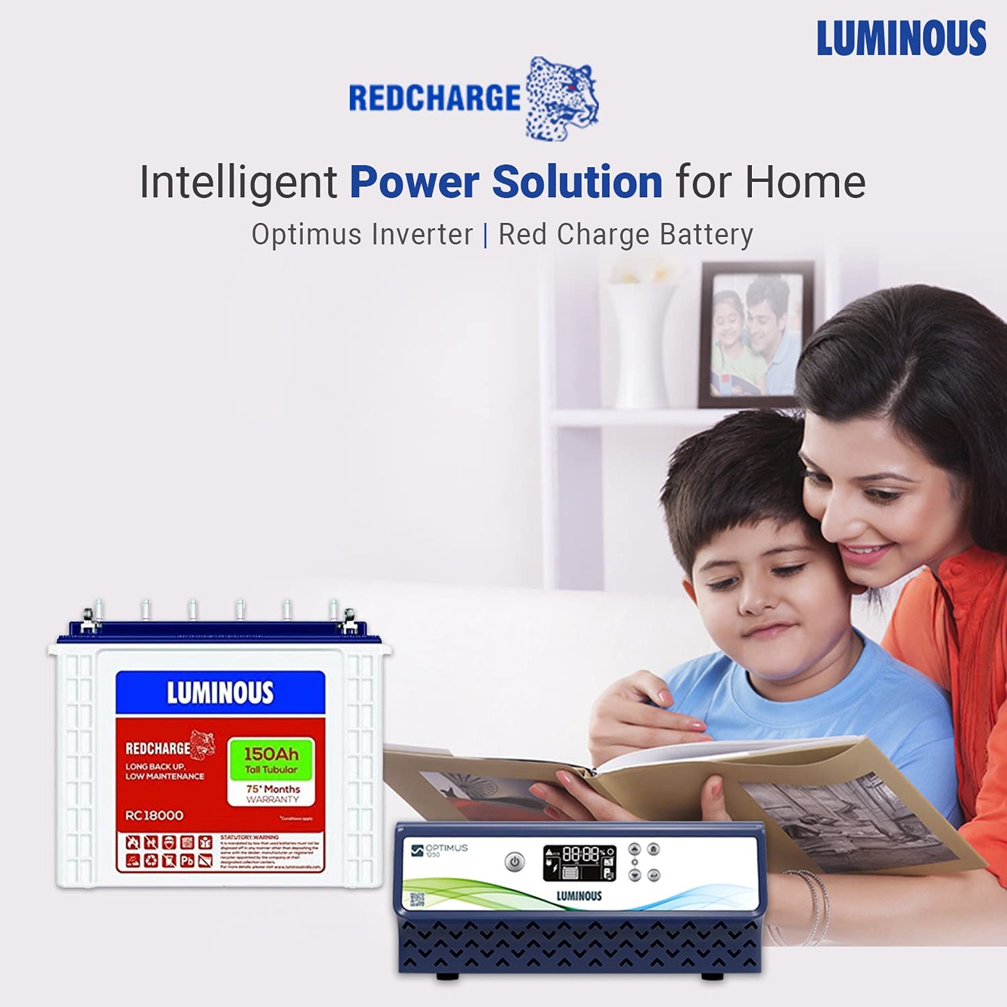 Luminous Inverter & Battery Combo for Home, Office & Shops (Optimus 1250 Sine Wave Inverter, RC 18000 150 Ah Tall Tubular Battery)