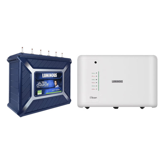 Luminous Inverter & Battery Combo (Icon 1600 Pure Sine Wave 1400VA/12V Inverter with UCTT18066 Tall Tubular 150Ah Battery) for Home, Office & Shops