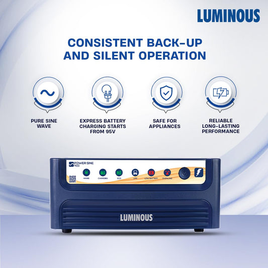 Luminous Inverter & Battery Combo (Power sine 1100 Pure Sine Wave 900VA/12V Inverter with RC18000 Tall Tubular 150Ah Battery + Trolley) for Home, Office & Shops