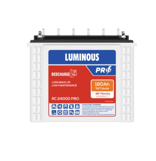 Luminous Inverter & Battery Combo (Zelio1100 Pure Sine Wave 900VA/12V Inverter with Red Charge RC24000 PRO 180Ah Battery) for Home, Office & Shops