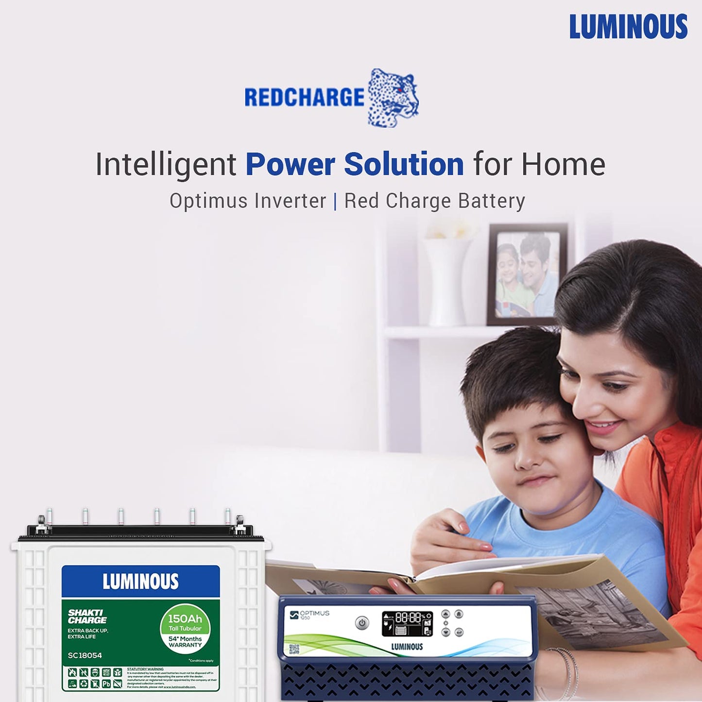 Luminous Inverter & Battery Combo for Home, Office & Shops (Optimus 1250 Sine Wave Inverter, SC 18060 150 Ah Tall Tubular Battery)