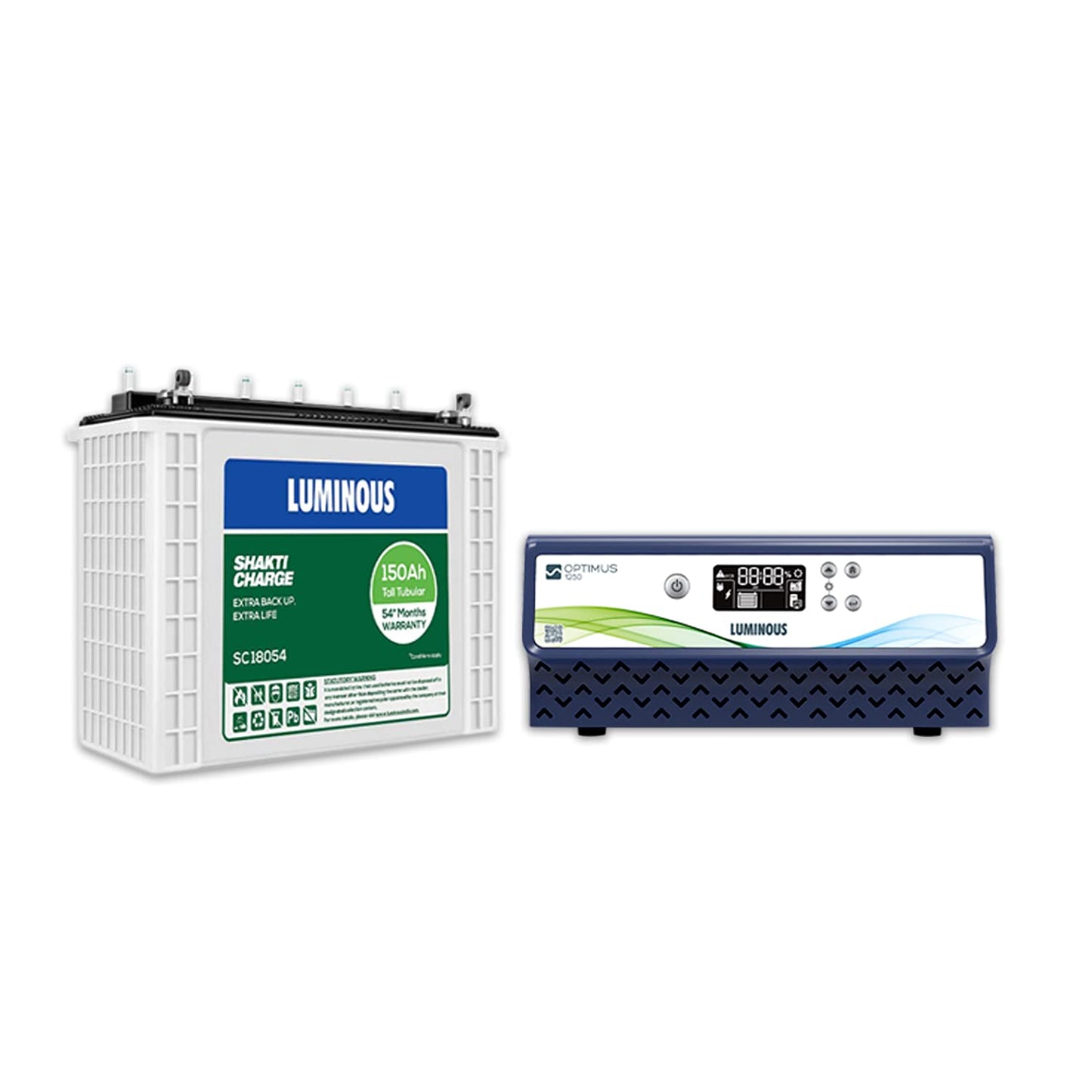 Luminous Inverter & Battery Combo for Home, Office & Shops (Optimus 1250 Sine Wave Inverter, SC 18060 150 Ah Tall Tubular Battery)